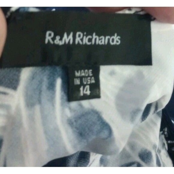 R&M RICHARDS Midi Dress Blue Floral Sleeveless Pullover‎ Summer Vacation Size 14 - Picture 3 of 5